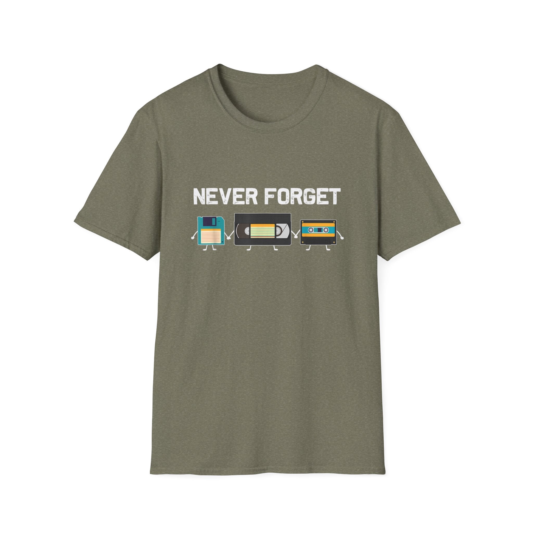 VHS Tape Cassette Floppy Disk – Never Forget Retro T-Shirt