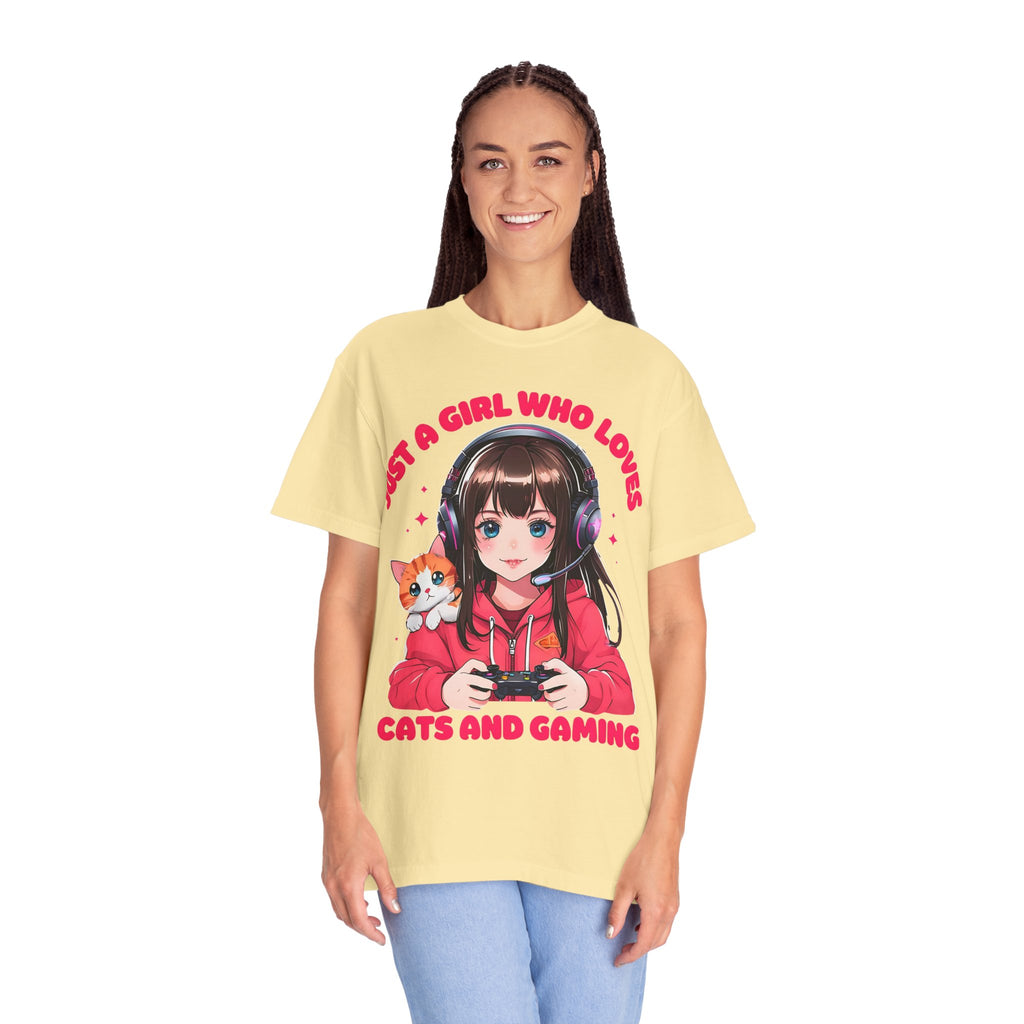 Just A Girl Who Loves Cats and Gaming T-shirt