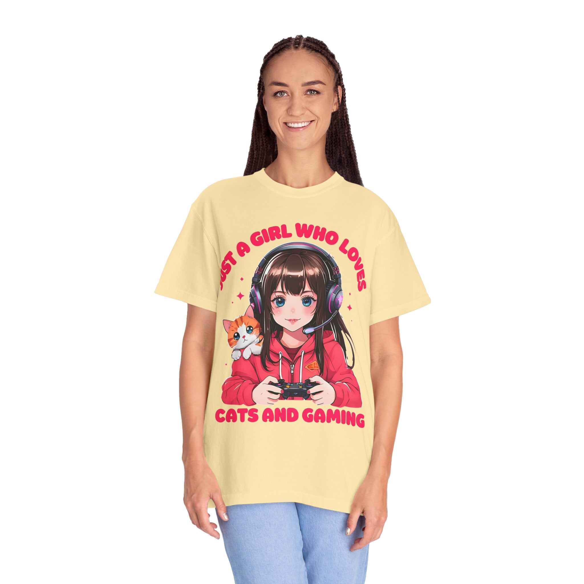 Just A Girl Who Loves Cats and Gaming T-shirt