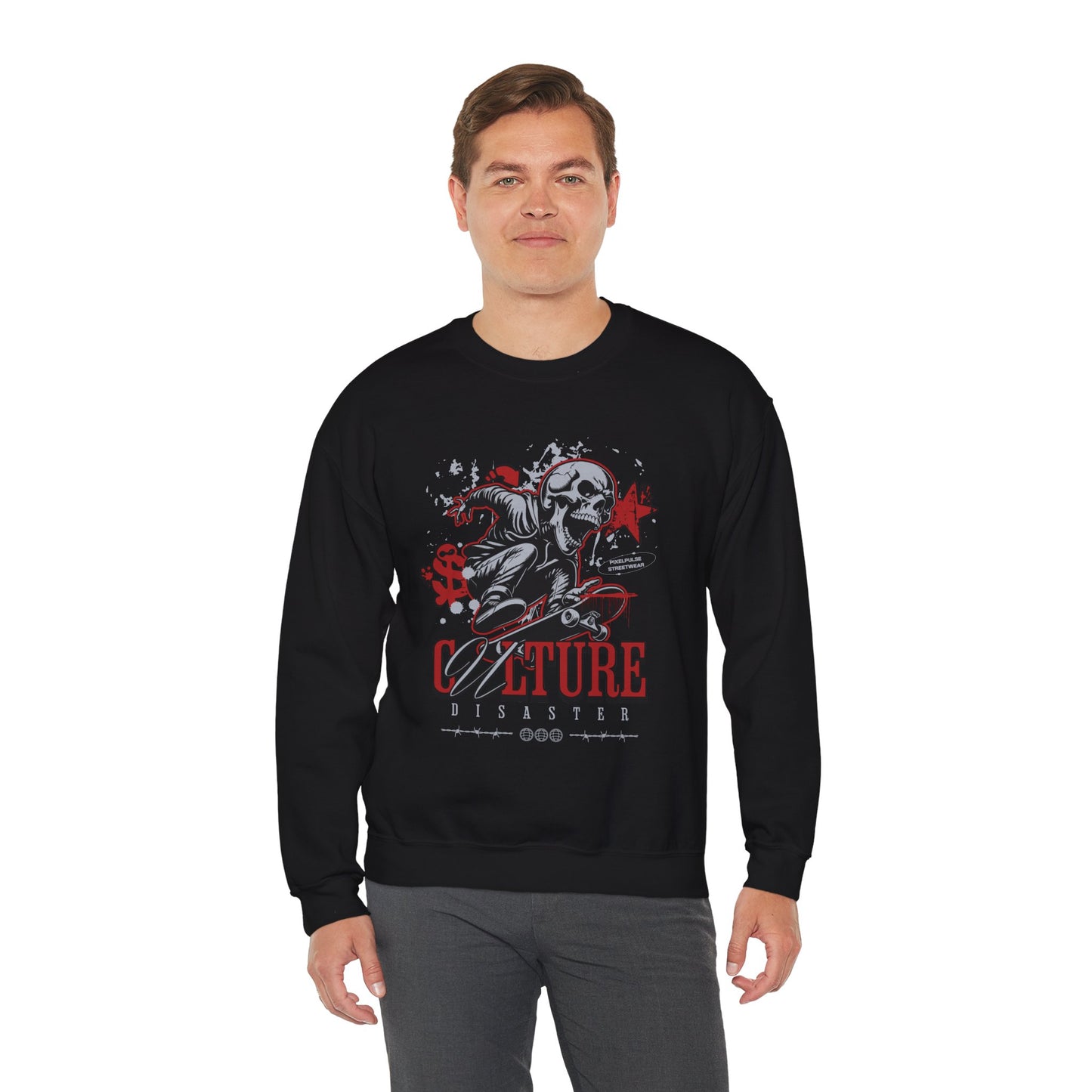 Funny Skull "Culture is a Disaster" Streetwear Sweatshirt