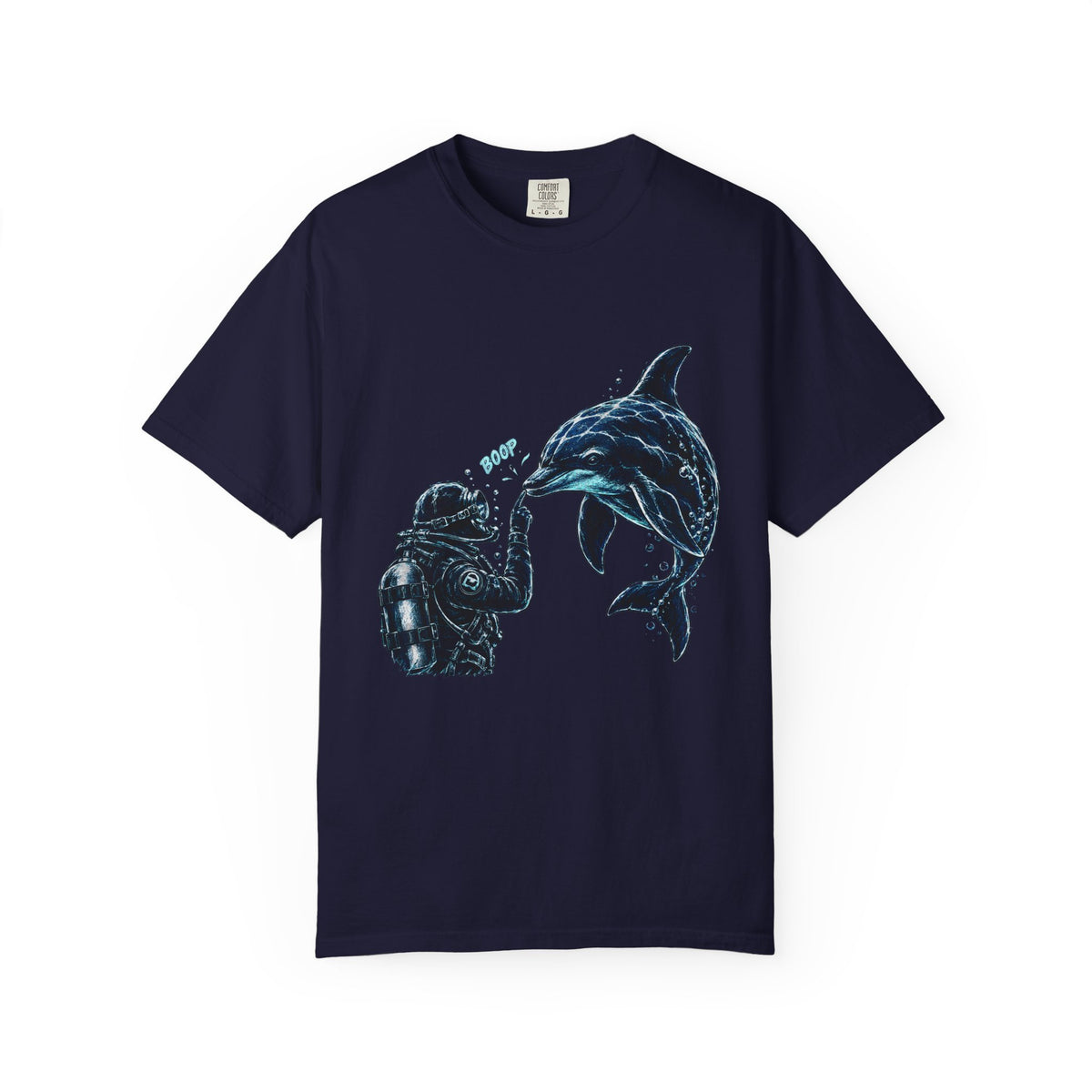 Scuba Diver Dolphin Shirt, Vintage Ocean Graphic Tee, Deep Sea Diver Gift, Cute Marine Life Apparel, Scuba Diving Lover Top | Comfort Col...