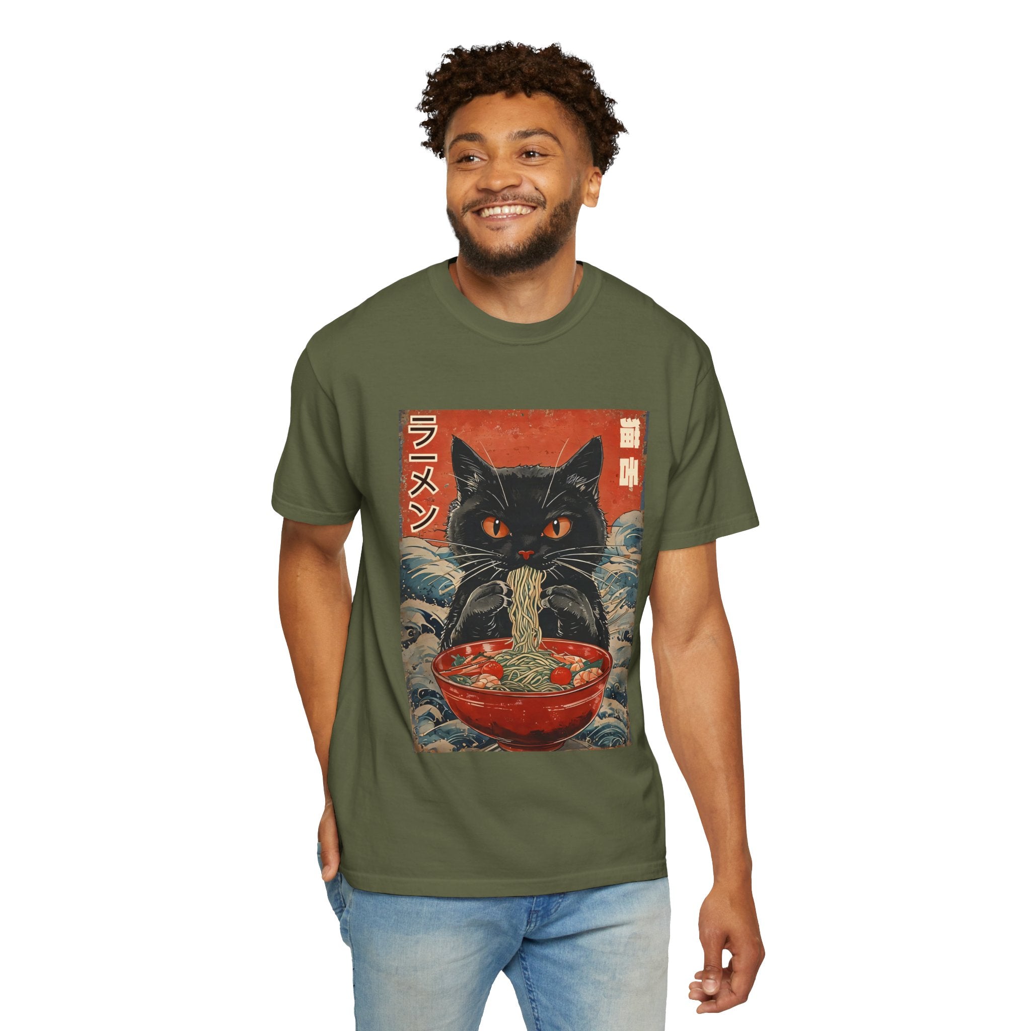 Japanese Cat Eating Ramen T-shirt