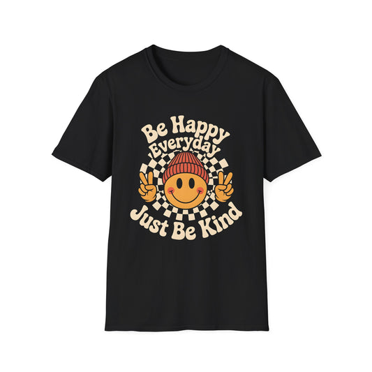 Be Happy Everyday Just Be Kind Cute Smiley Face T-Shirt