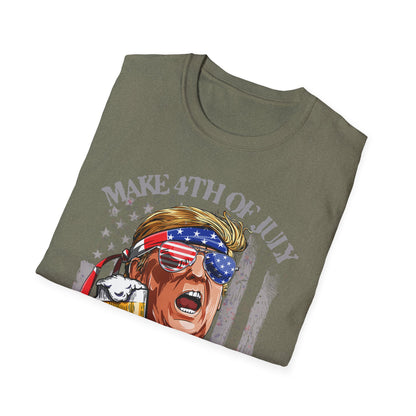 Make 4th of July Great Again Trump Beer Drinking T-Shirt