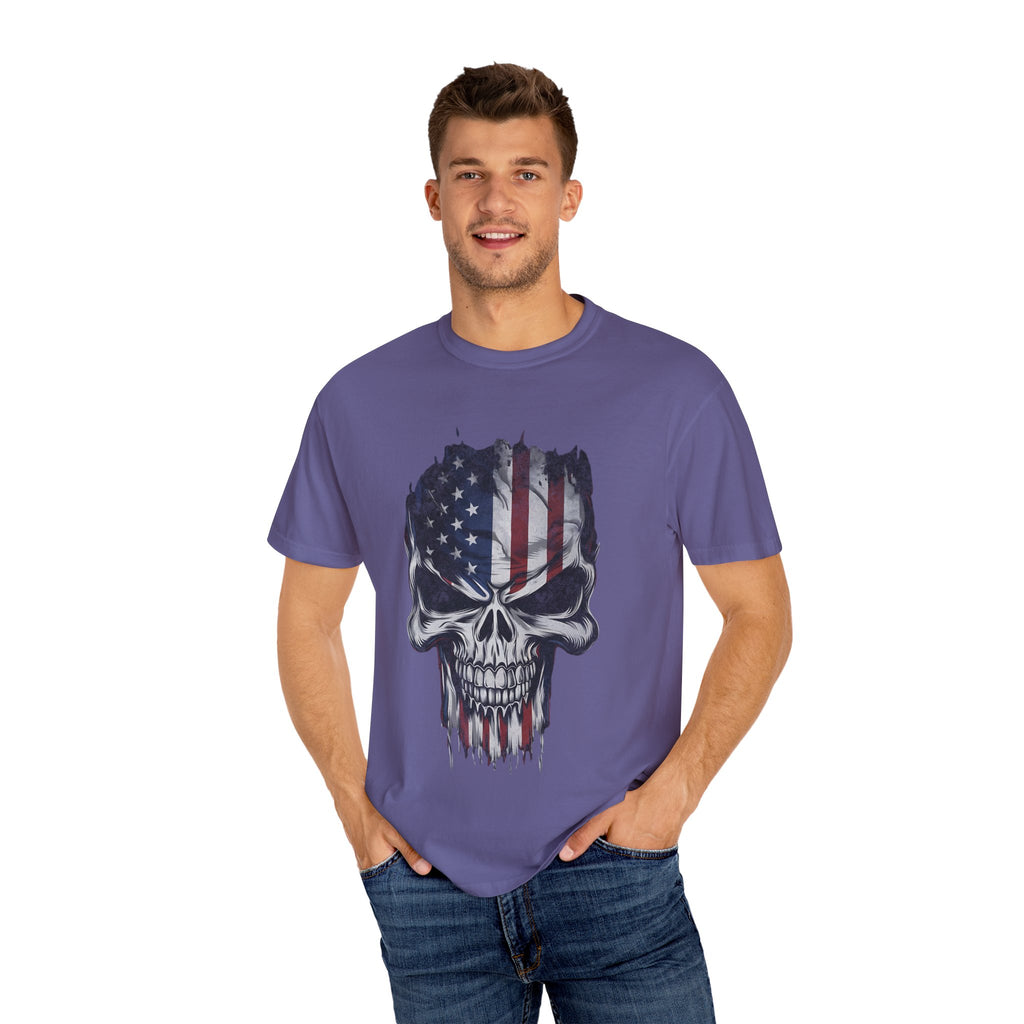 America Skull Face US Flag T-shirt