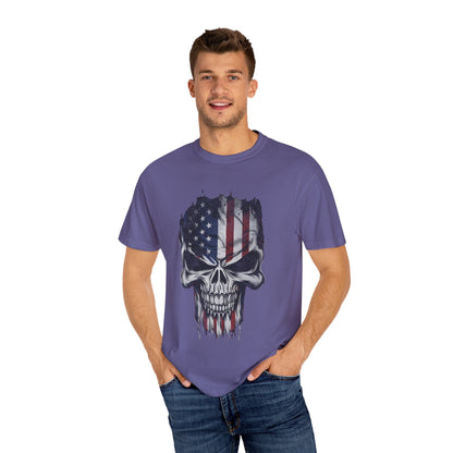America Skull Face US Flag T-shirt