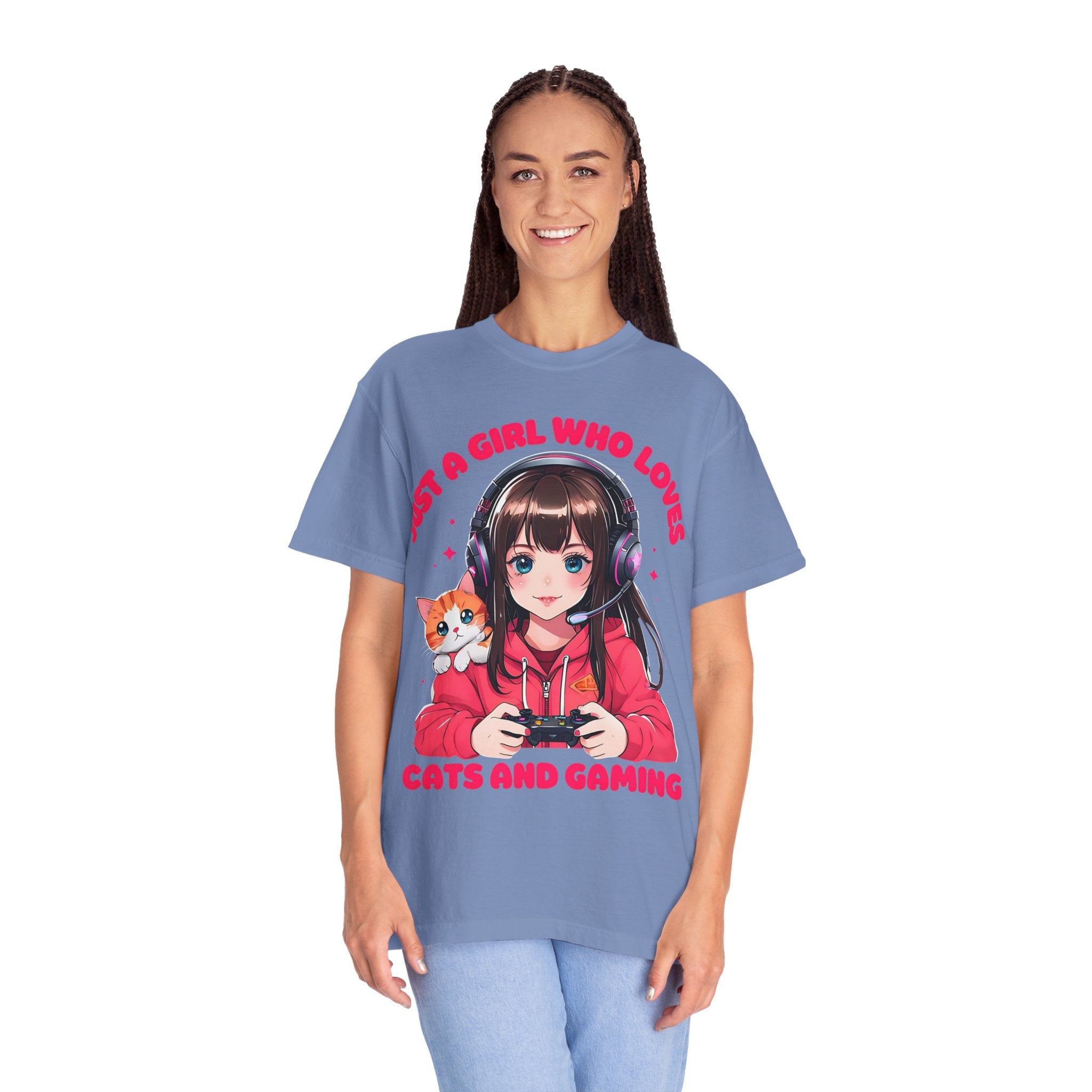 Just A Girl Who Loves Cats and Gaming T-shirt