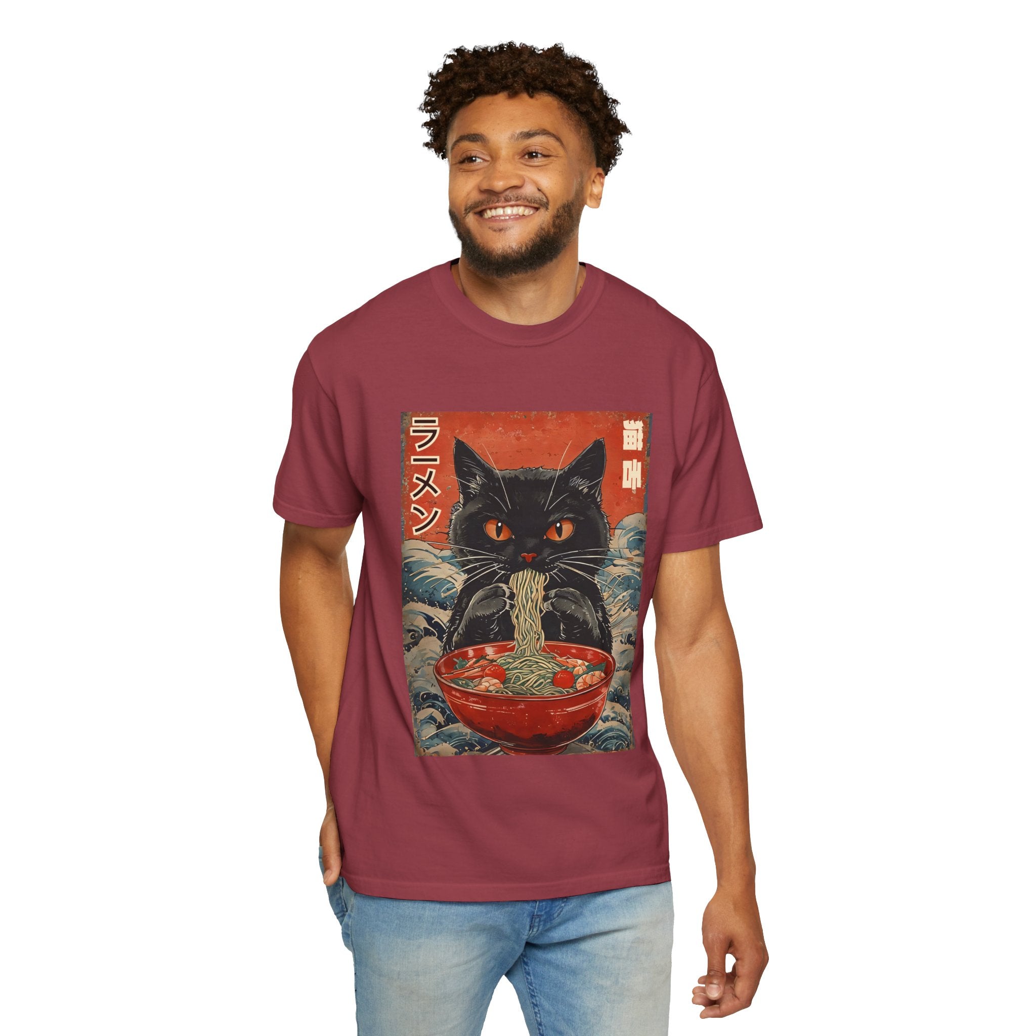 Japanese Cat Eating Ramen T-shirt