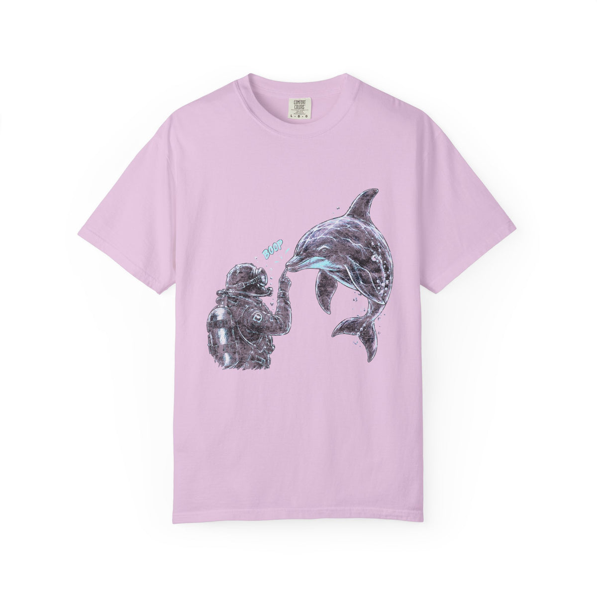 Scuba Diver Dolphin Shirt, Vintage Ocean Graphic Tee, Deep Sea Diver Gift, Cute Marine Life Apparel, Scuba Diving Lover Top | Comfort Col...