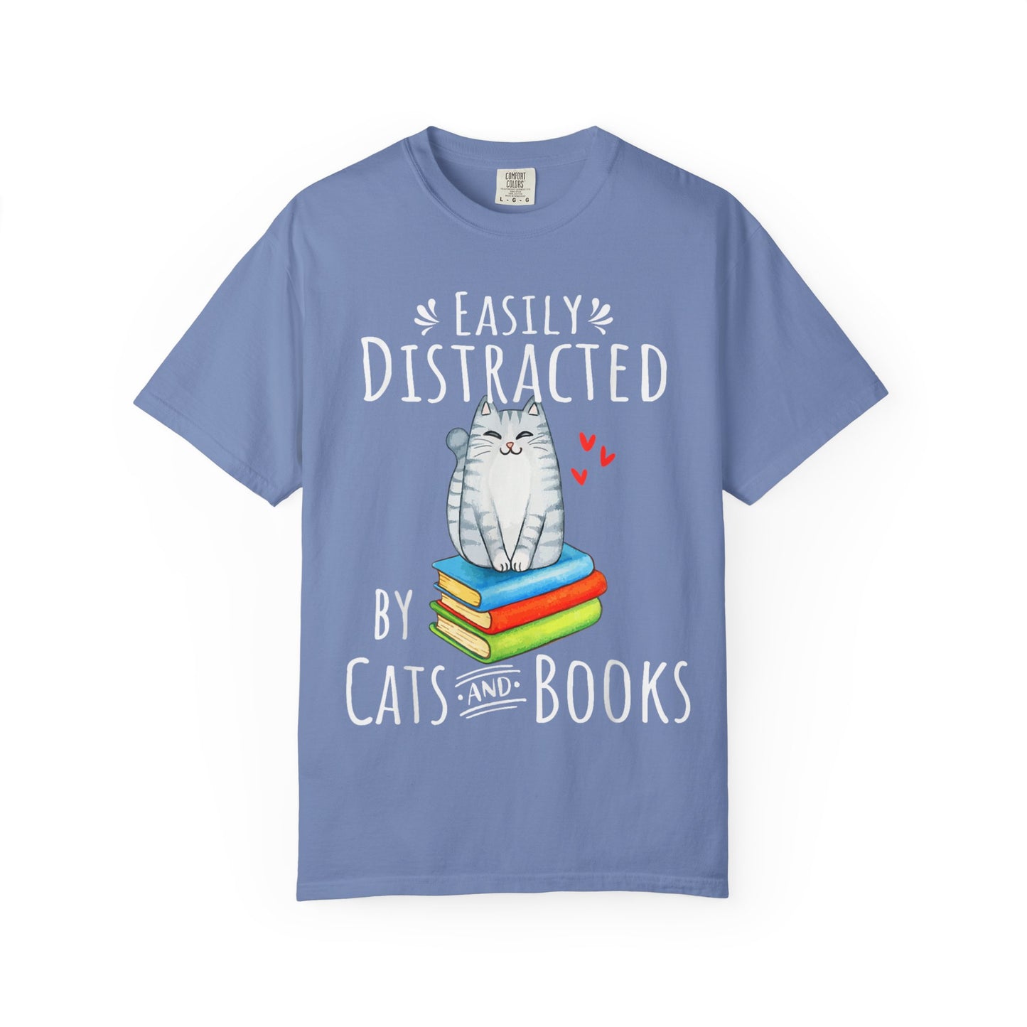 Easily Distracted by Books and Cats T-shirt
