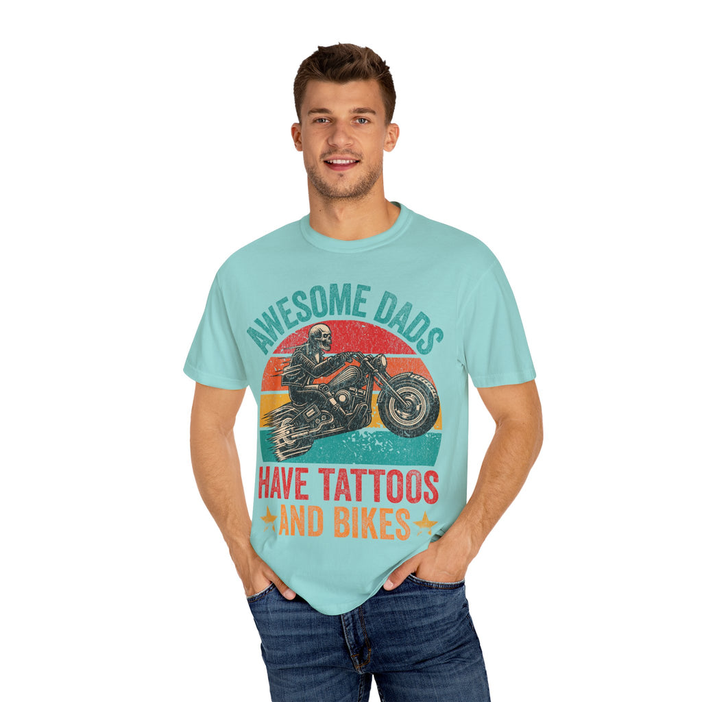 Awesome Dads Have Tattoos and Bikes – Father’s Day Biker T-shirt