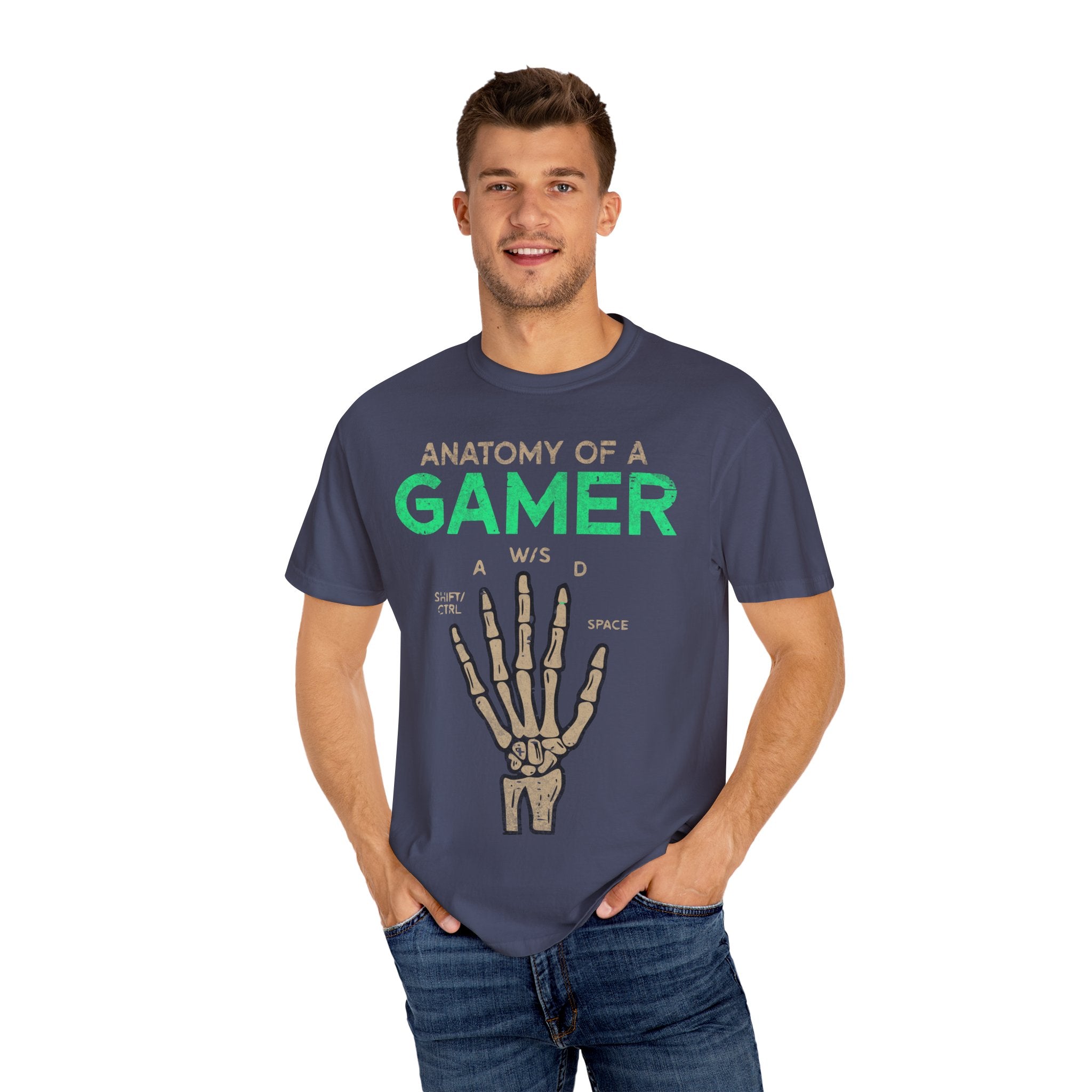Anatomy of a Gamer – Skeleton Hand with Keyboard Gaming T-shirt