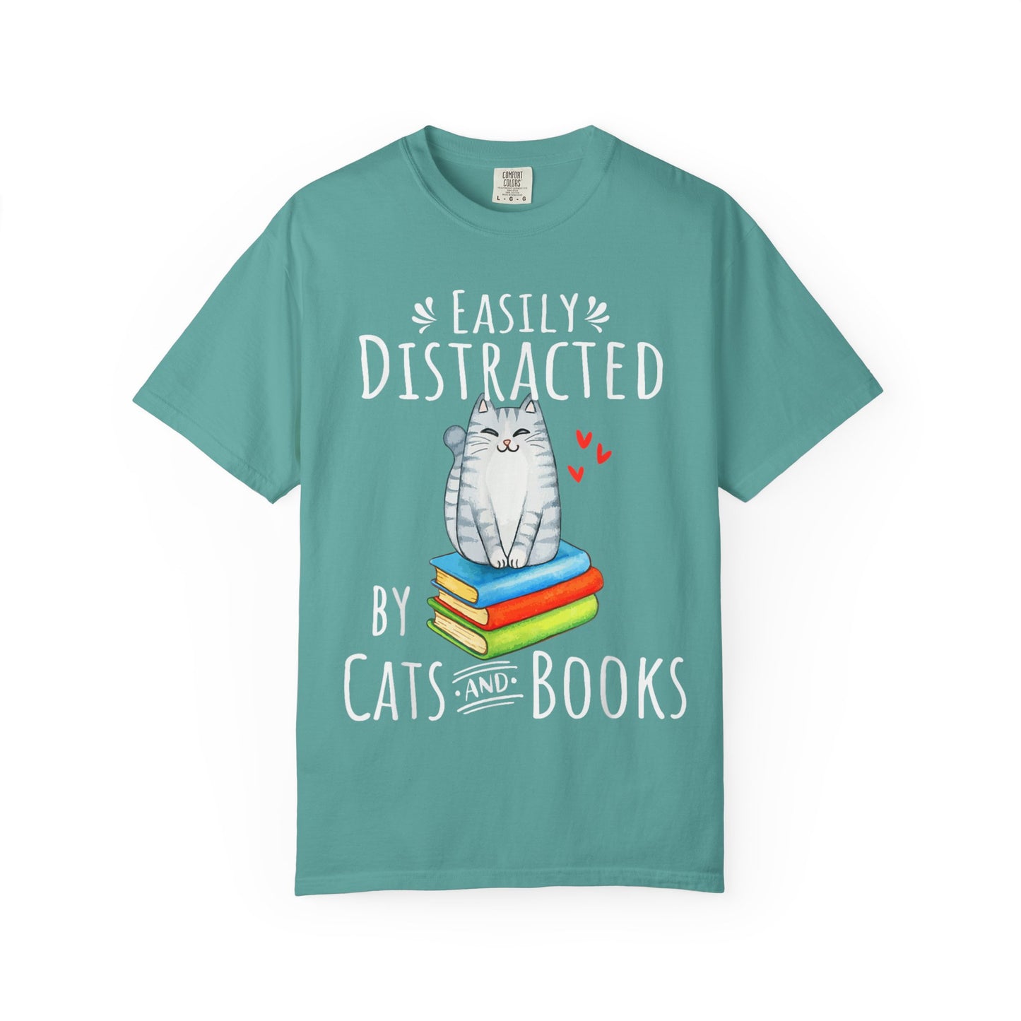 Easily Distracted by Books and Cats T-shirt