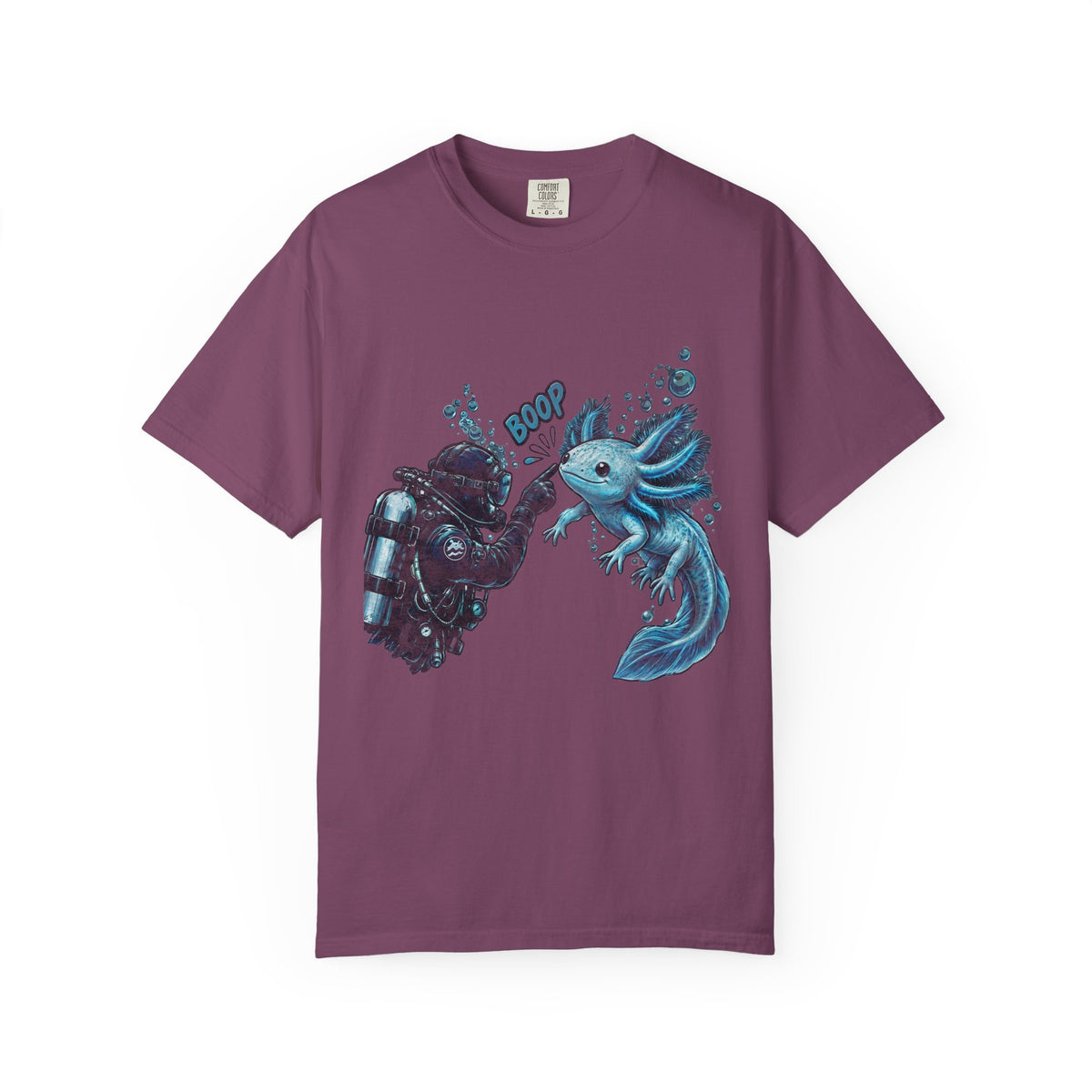 Axolotl Scuba Diving Shirt, Cute Amphibian Tee, Ocean Diver Gift, Scuba Diving Apparel, Water Animal Top | Comfort Colors® T-Shirt