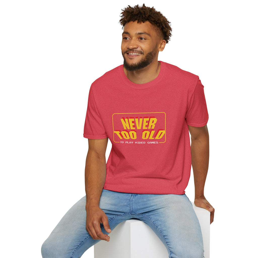 Never Too Old to Play Video Games Funny Retro Gamer T-Shirt