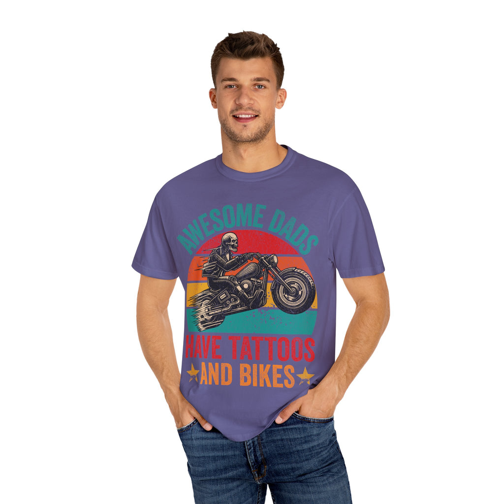Awesome Dads Have Tattoos and Bikes – Father’s Day Biker T-shirt