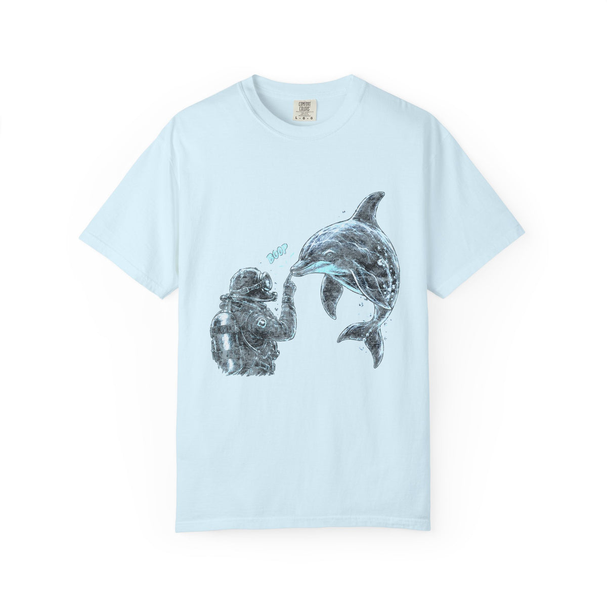 Scuba Diver Dolphin Shirt, Vintage Ocean Graphic Tee, Deep Sea Diver Gift, Cute Marine Life Apparel, Scuba Diving Lover Top | Comfort Col...