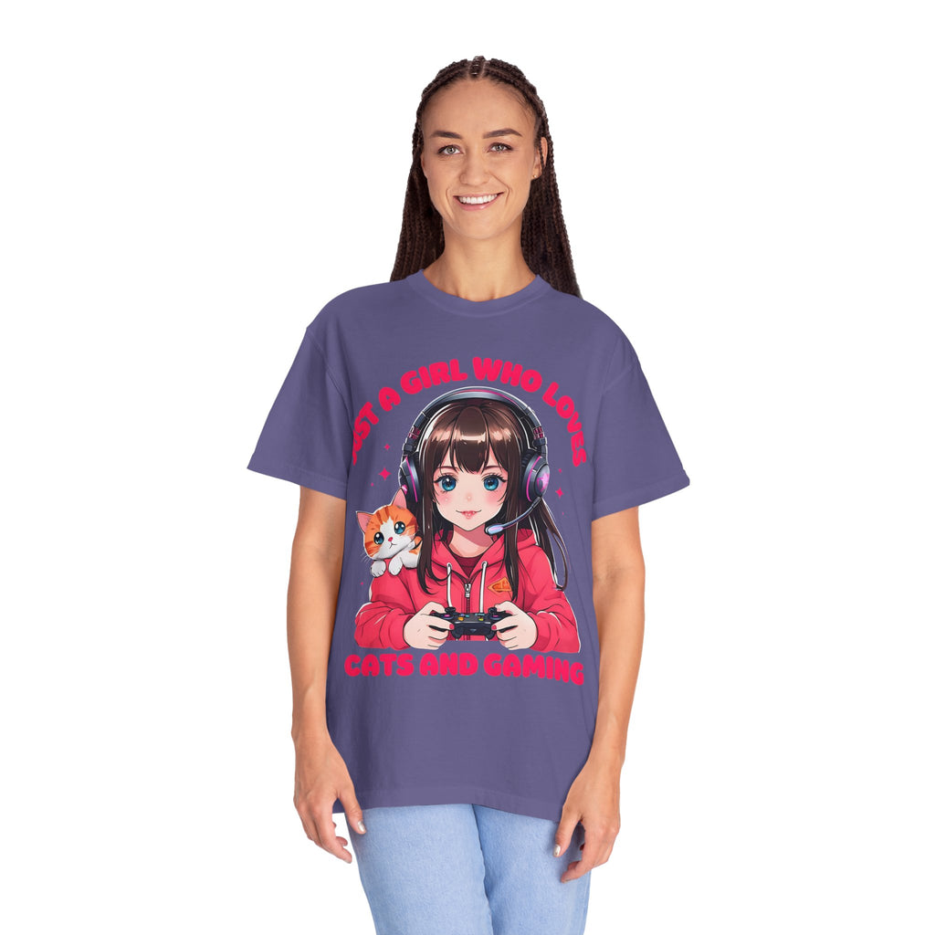 Just A Girl Who Loves Cats and Gaming T-shirt