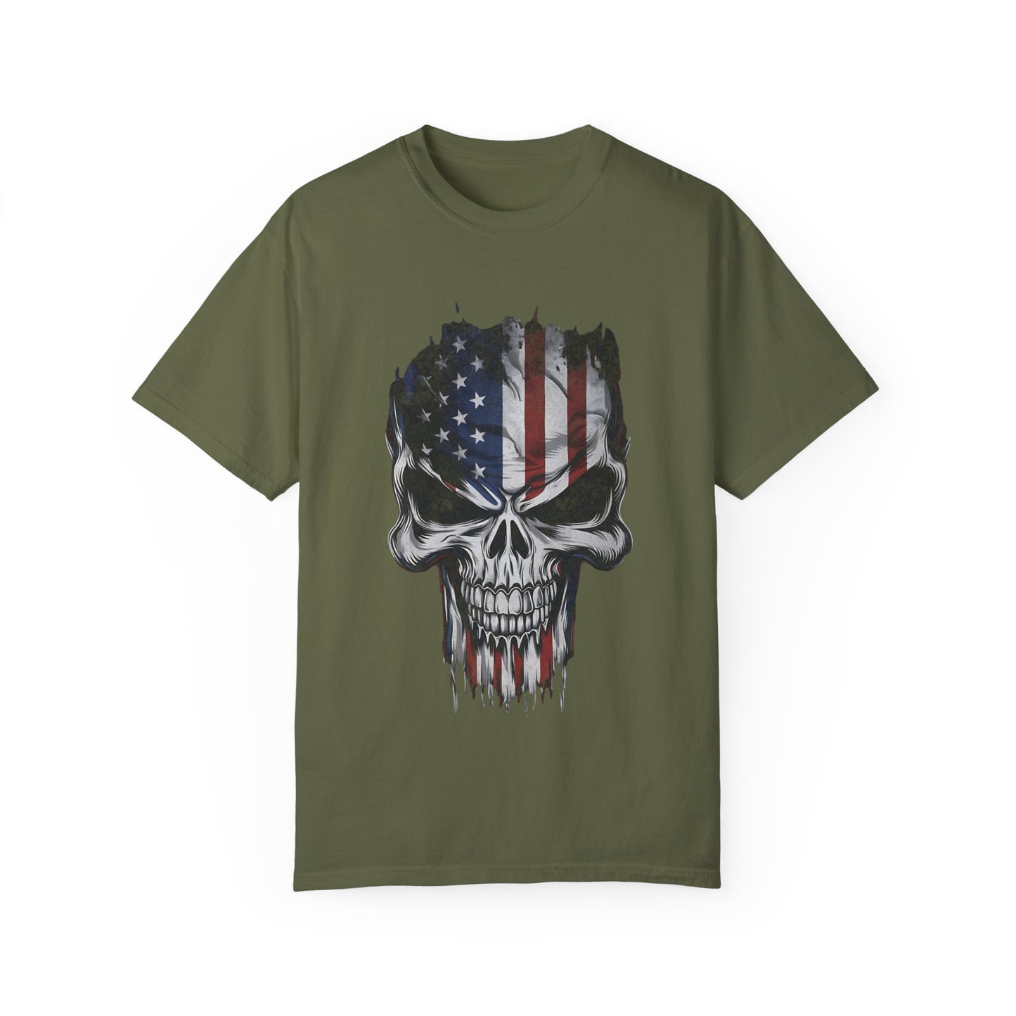 America Skull Face US Flag T-shirt