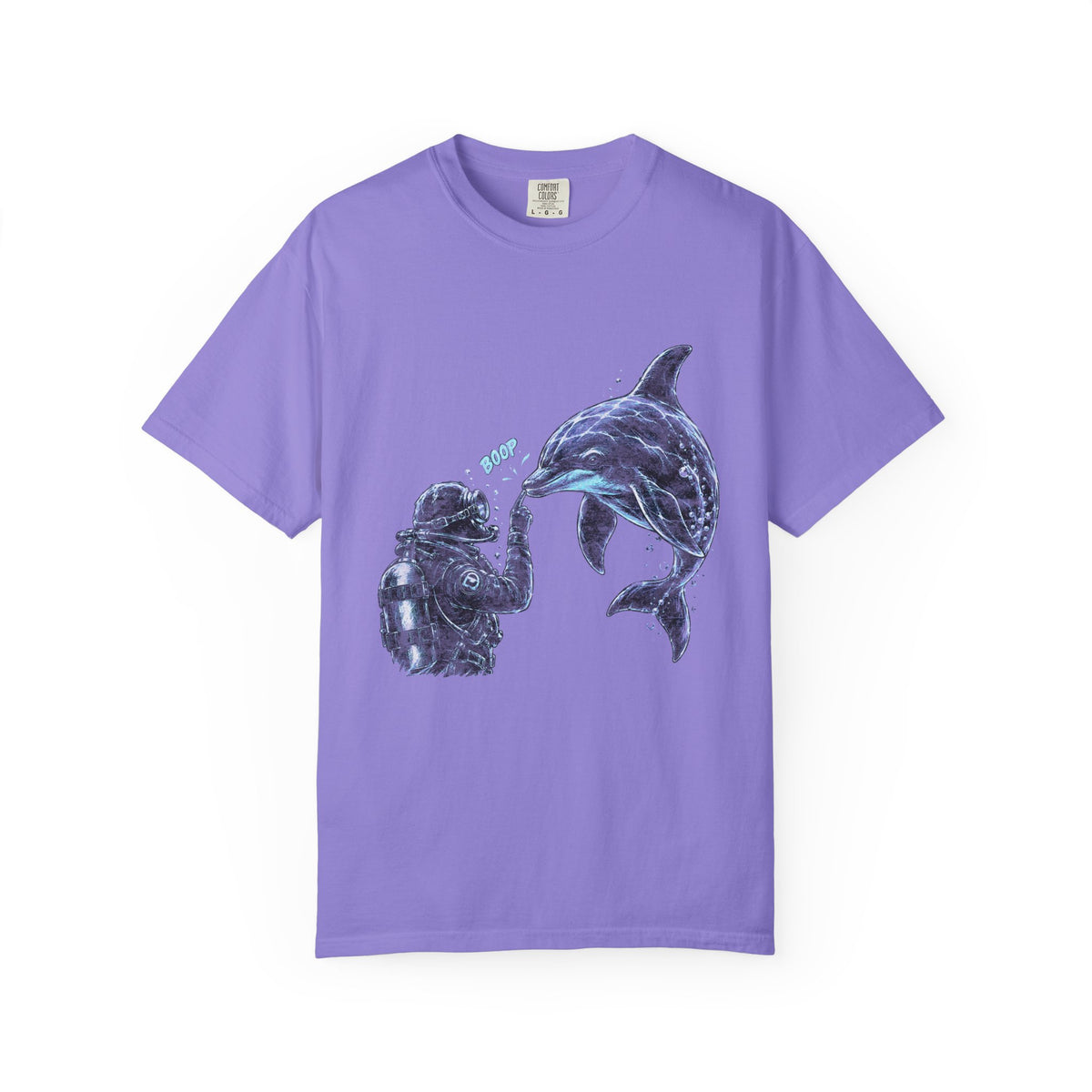 Scuba Diver Dolphin Shirt, Vintage Ocean Graphic Tee, Deep Sea Diver Gift, Cute Marine Life Apparel, Scuba Diving Lover Top | Comfort Col...