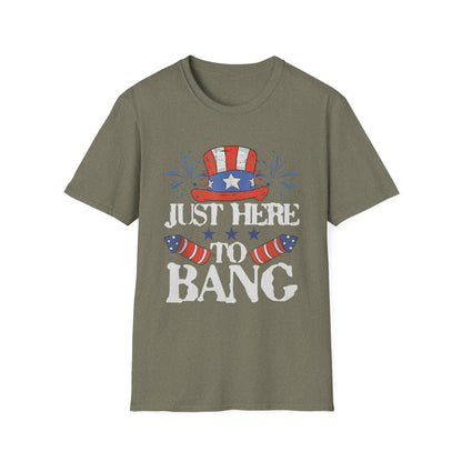 Just Here to Bang 4th of July Adult T-Shirt