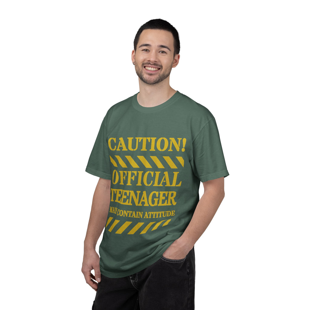 Caution! Official Teenager T-Shirt — 'May Contain Attitude' Youth Graphic Tee