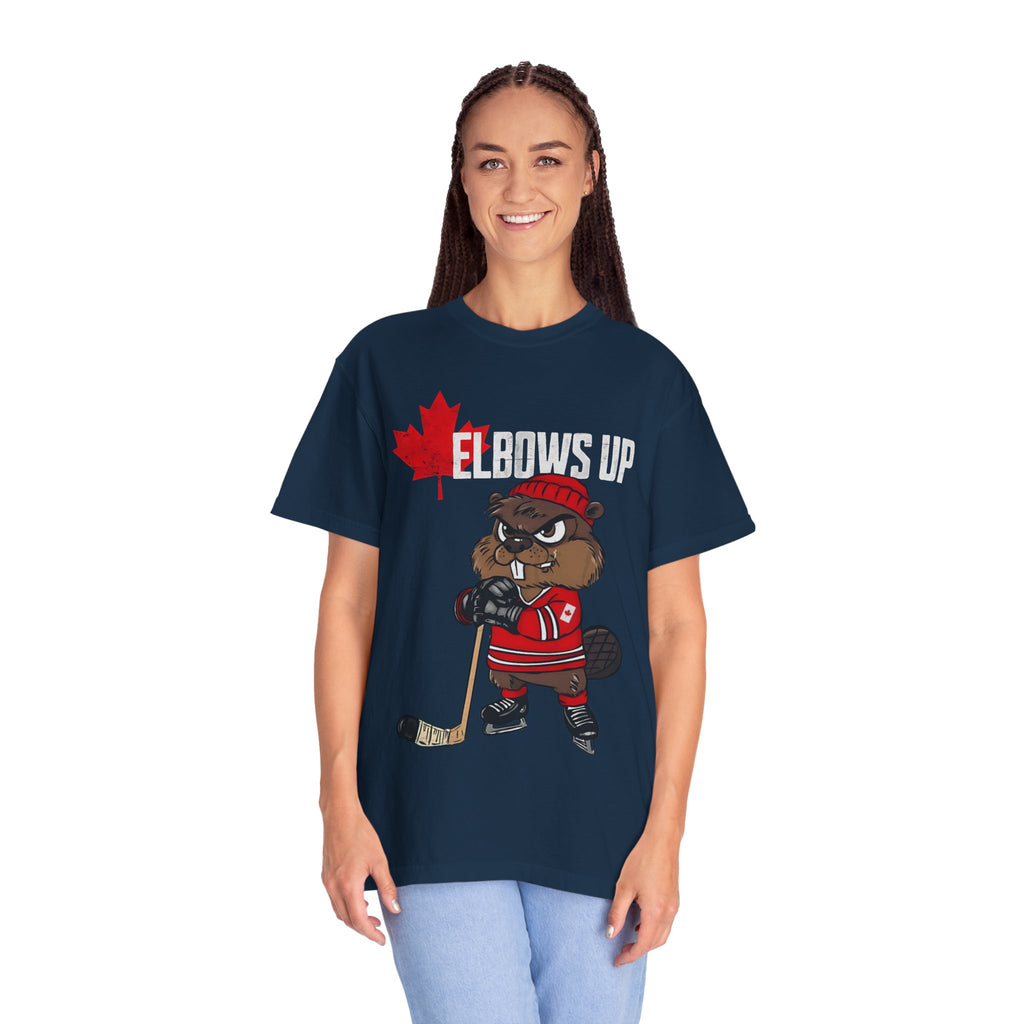 Elbows Up Canada Beaver Hockey Player T-shirt
