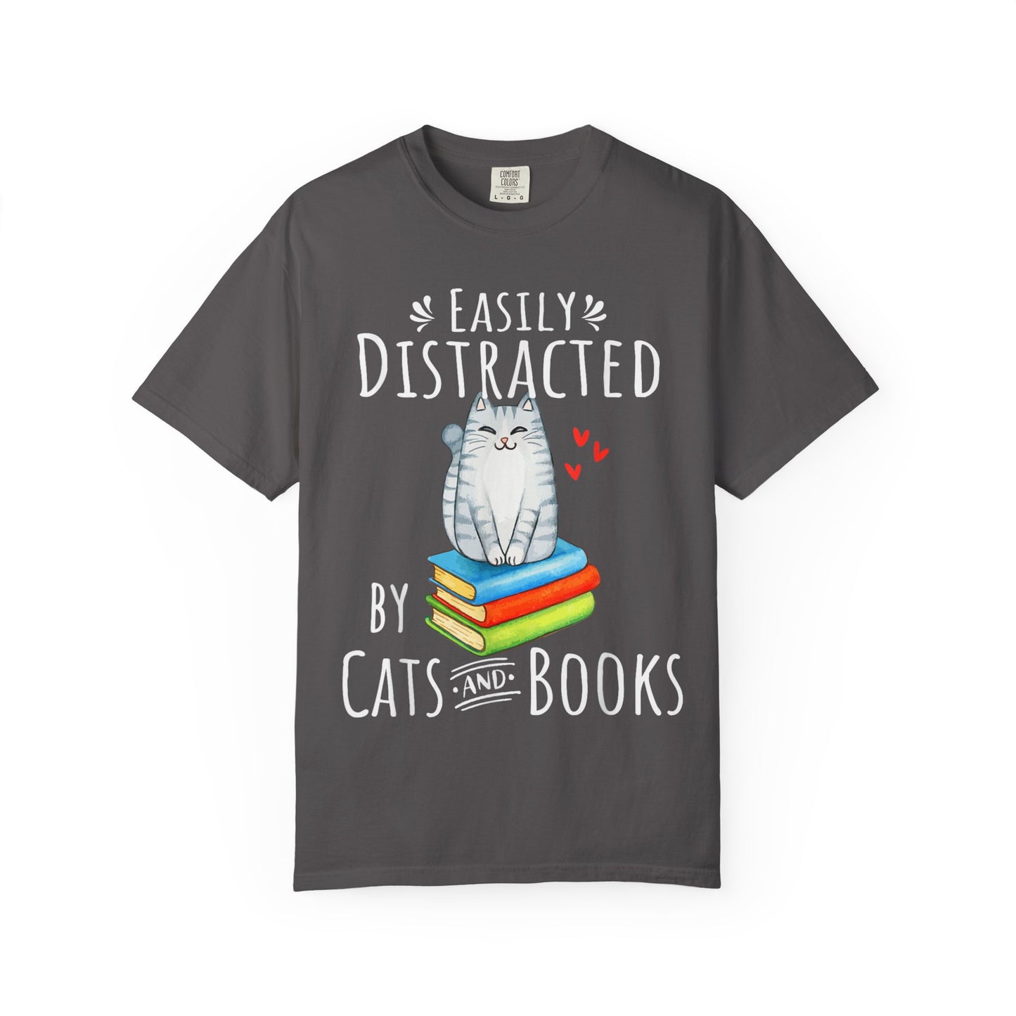 Easily Distracted by Books and Cats T-shirt