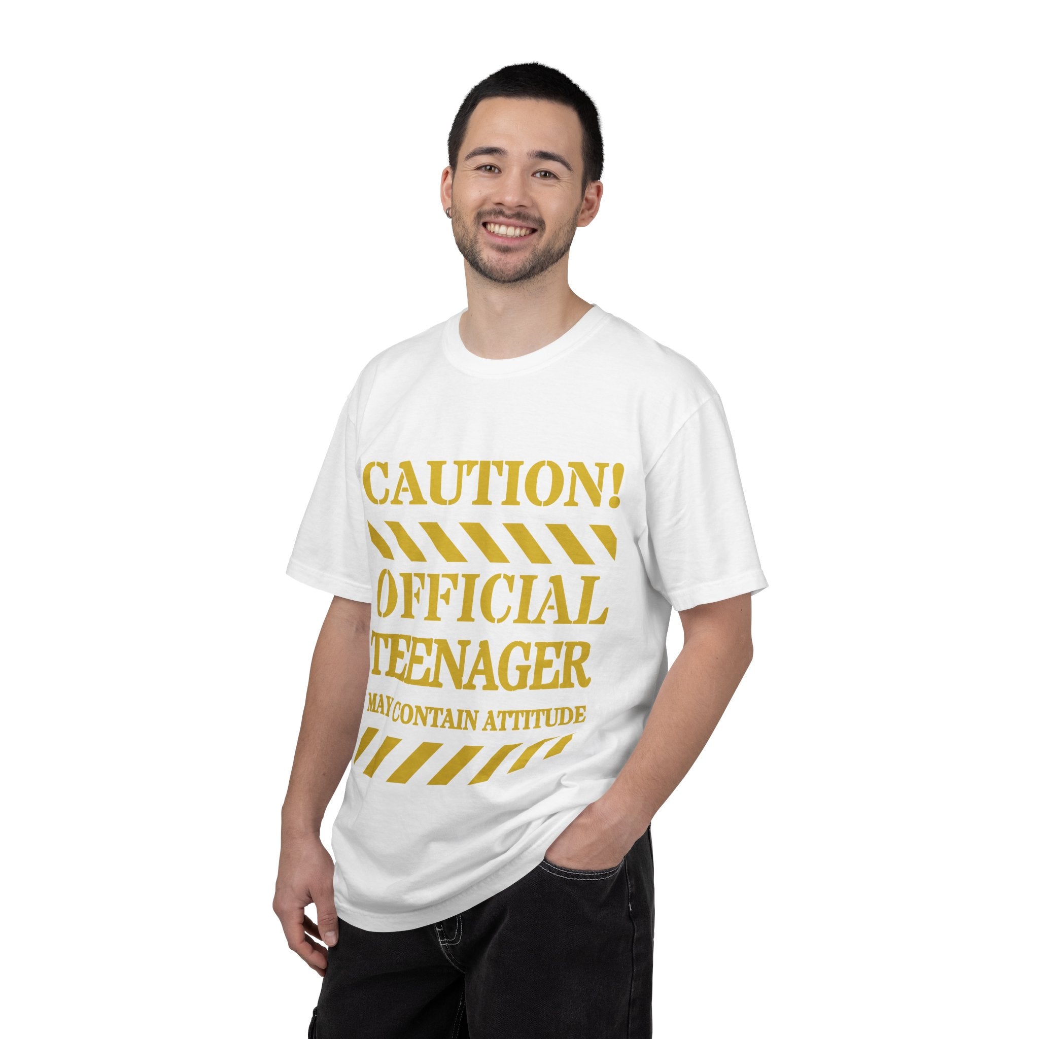 Caution! Official Teenager T-Shirt — 'May Contain Attitude' Youth Graphic Tee