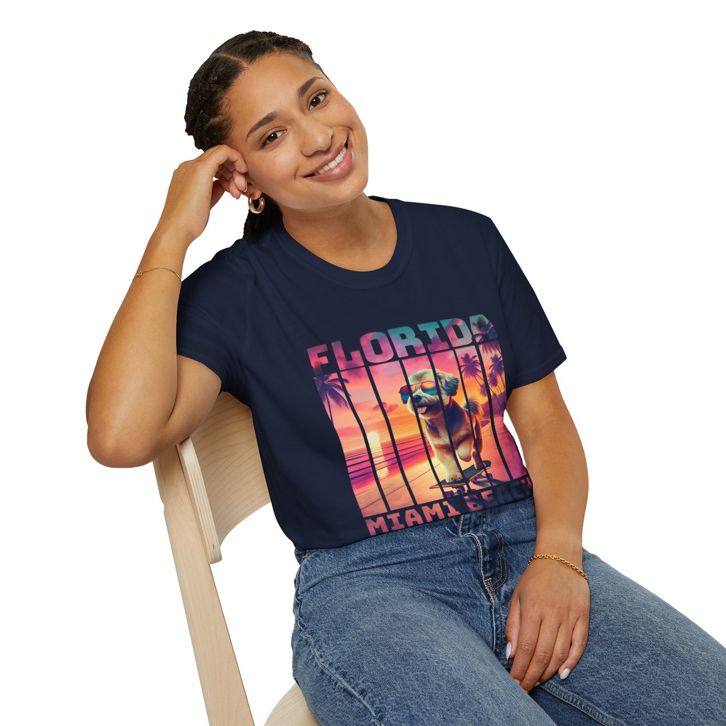 Florida Miami Beach Cool Summer Dog T-Shirt