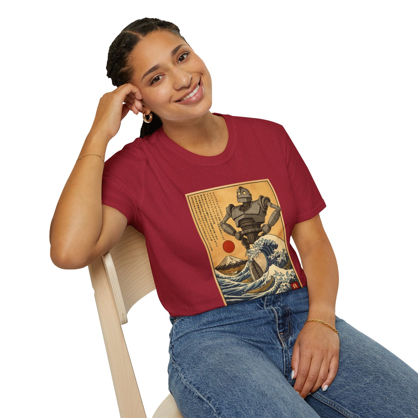 Giant Robot Over Mount Fuji Retro Anime T-shirt
