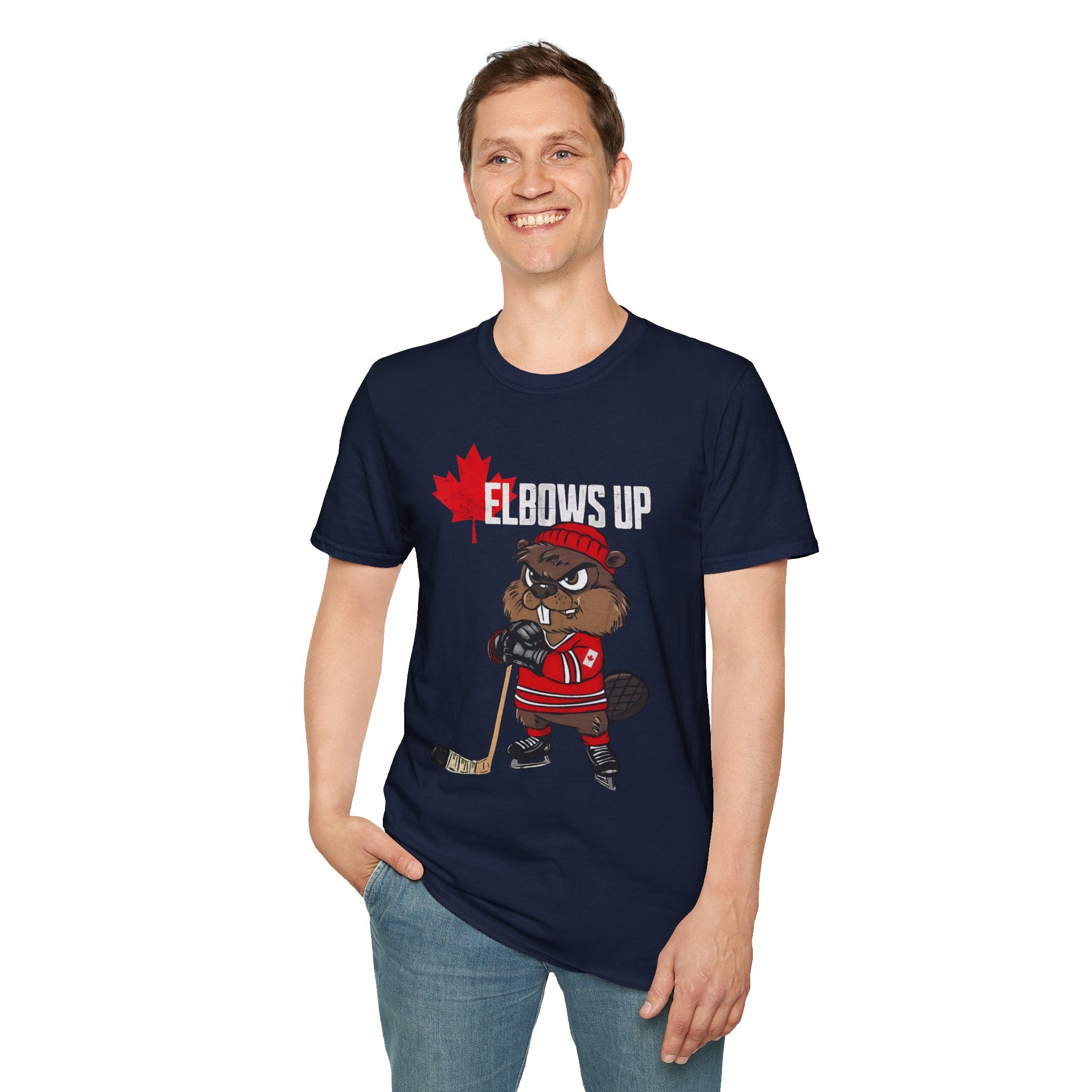 Beaver Hockey Elbows Up Canada Graphic Shirt