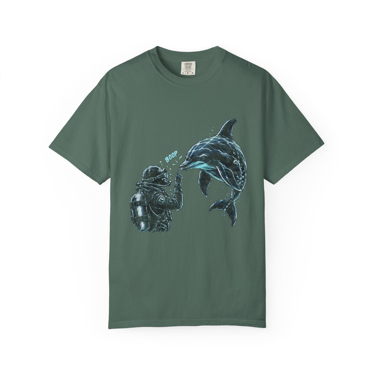 Scuba Diver Dolphin Shirt, Vintage Ocean Graphic Tee, Deep Sea Diver Gift, Cute Marine Life Apparel, Scuba Diving Lover Top | Comfort Col...