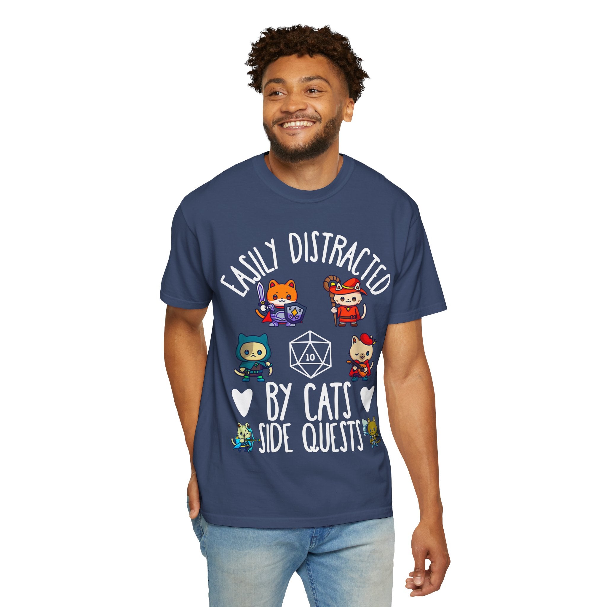 Easily Distracted by Cats and Side Quests T-shirt