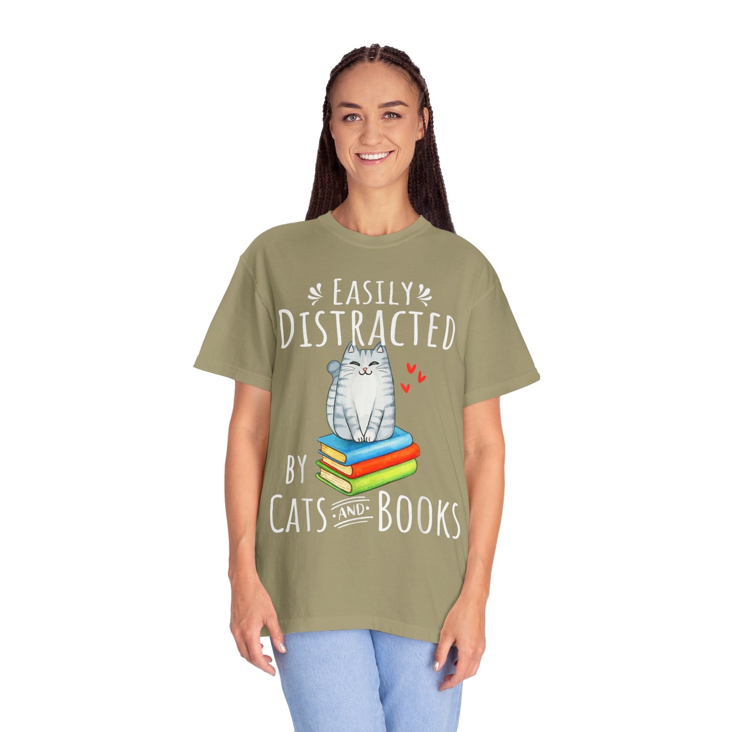 Easily Distracted by Books and Cats T-shirt