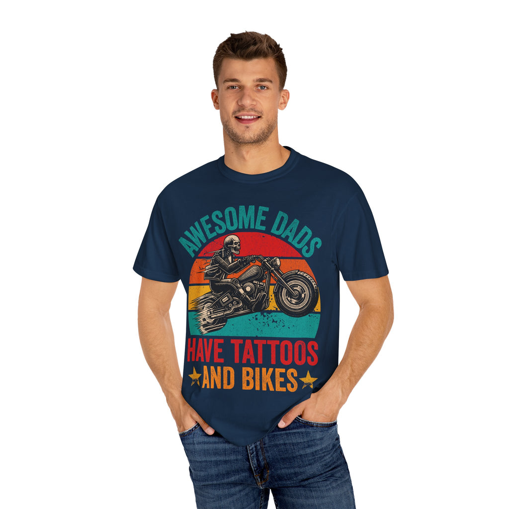 Awesome Dads Have Tattoos and Bikes – Father’s Day Biker T-shirt