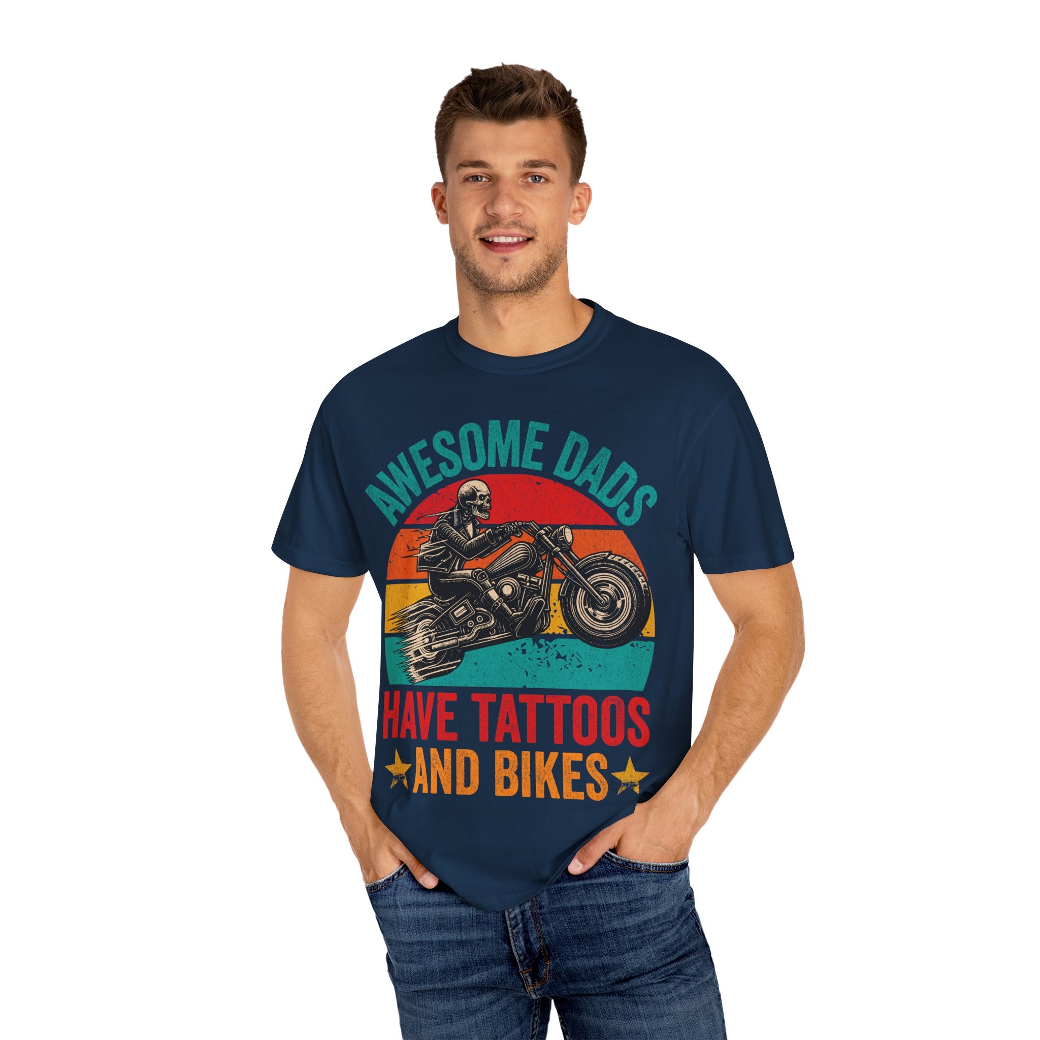 Awesome Dads Have Tattoos and Bikes – Father’s Day Biker T-shirt