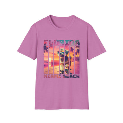 Florida Miami Beach Cool Summer Dog T-Shirt