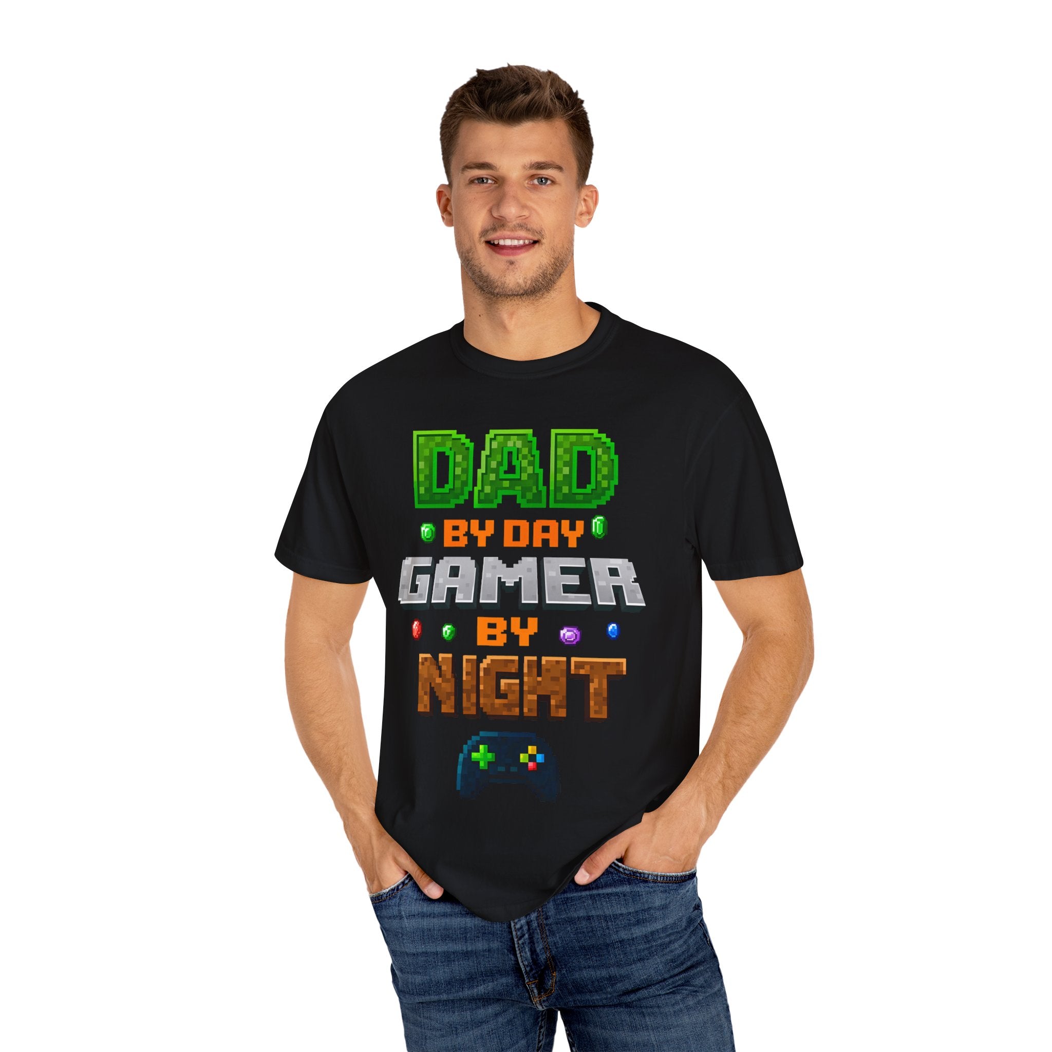 Dad By Day, Gamer By Night – Pixel Hero T-shirt