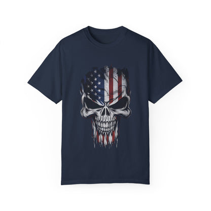 America Skull Face US Flag T-shirt