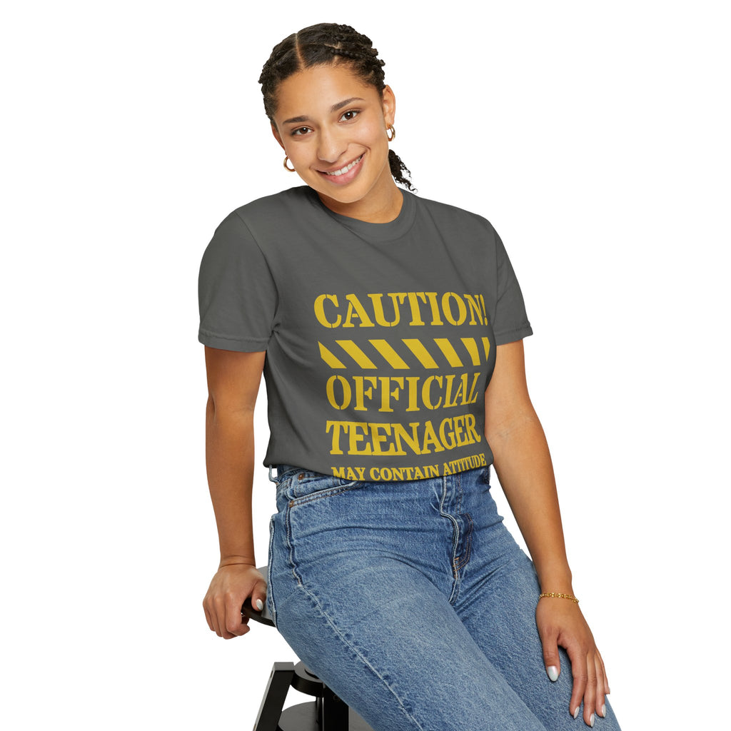 Caution! Official Teenager T-Shirt — 'May Contain Attitude' Youth Graphic Tee