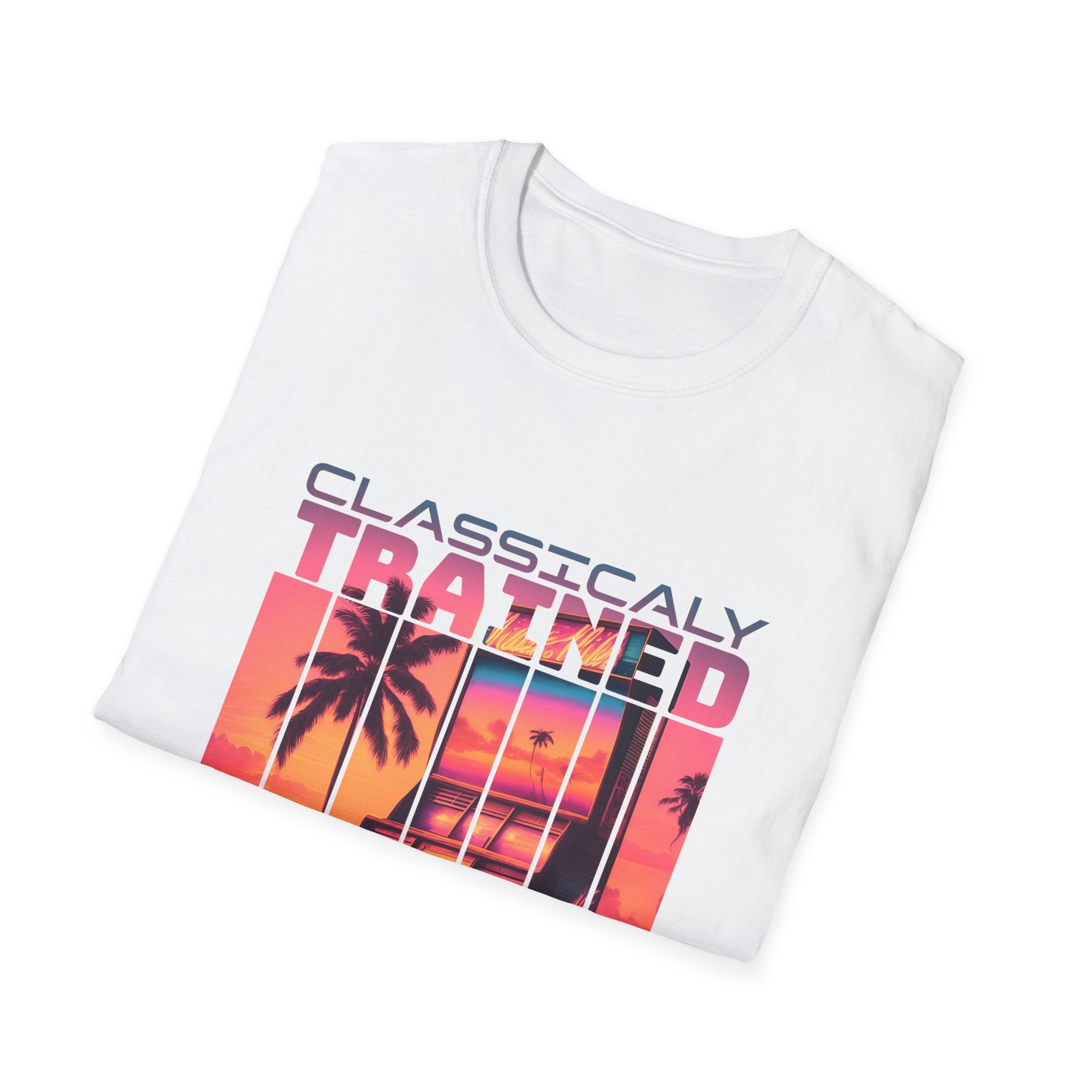 Synthwave Retro Classically Trained on 8-Bit Quests Arcade T-Shirt