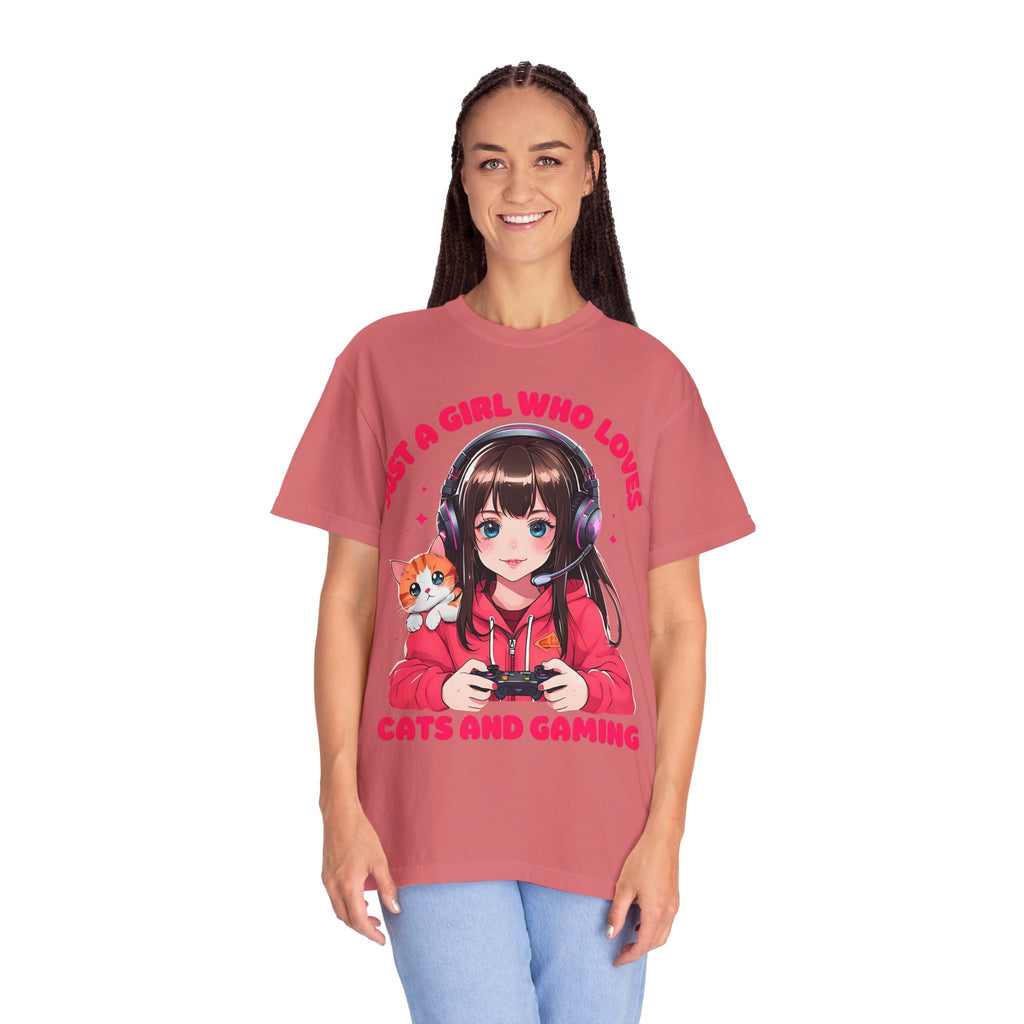 Just A Girl Who Loves Cats and Gaming T-shirt