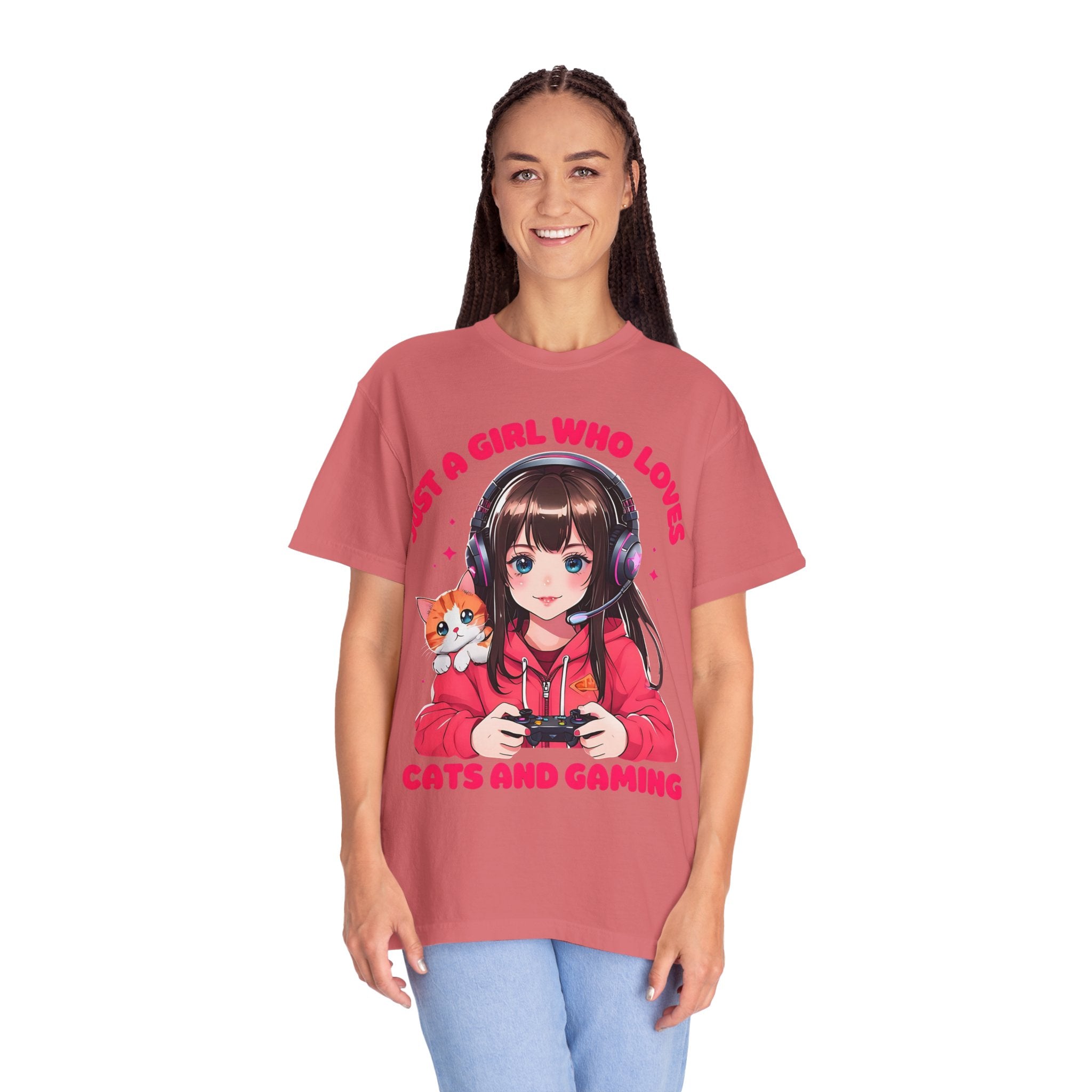 Just A Girl Who Loves Cats and Gaming T-shirt