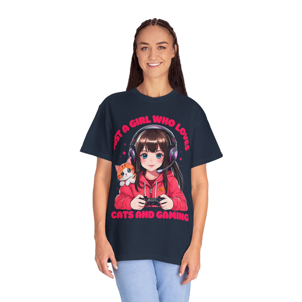 Just A Girl Who Loves Cats and Gaming T-shirt