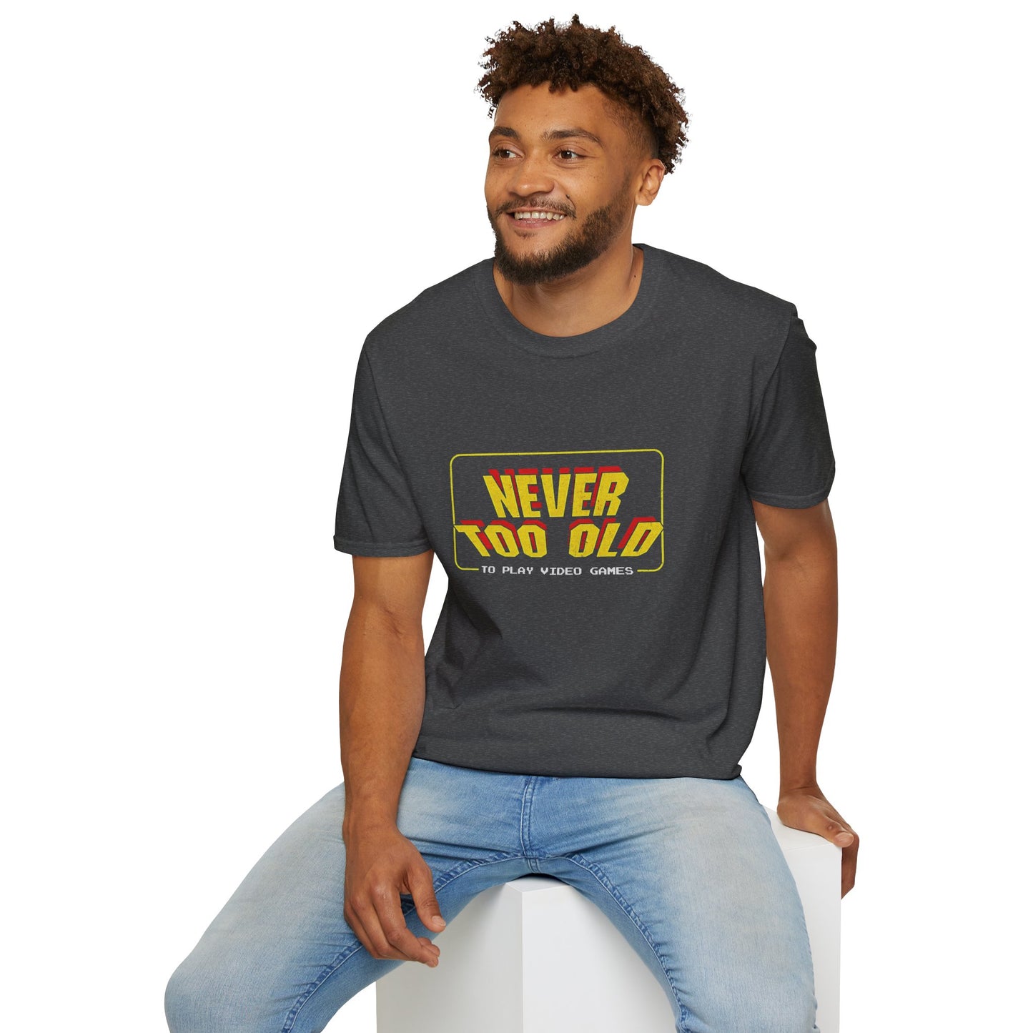 Never Too Old to Play Video Games Funny Retro Gamer T-Shirt