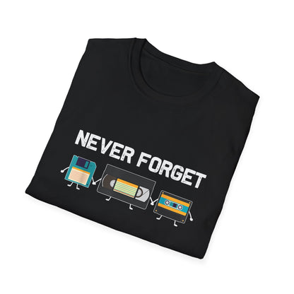 VHS Tape Cassette Floppy Disk – Never Forget Retro T-Shirt