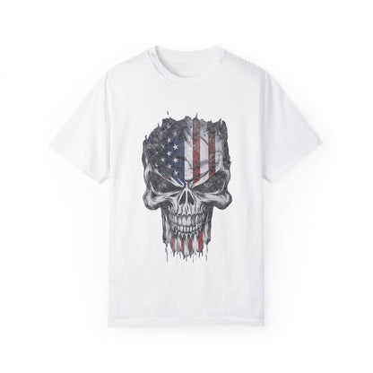 America Skull Face US Flag T-shirt