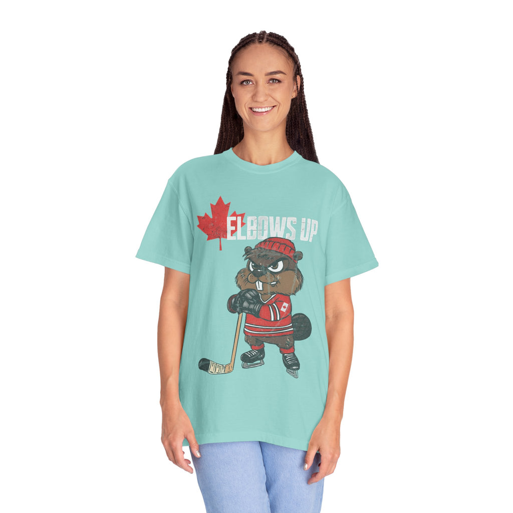 Elbows Up Canada Beaver Hockey Player T-shirt
