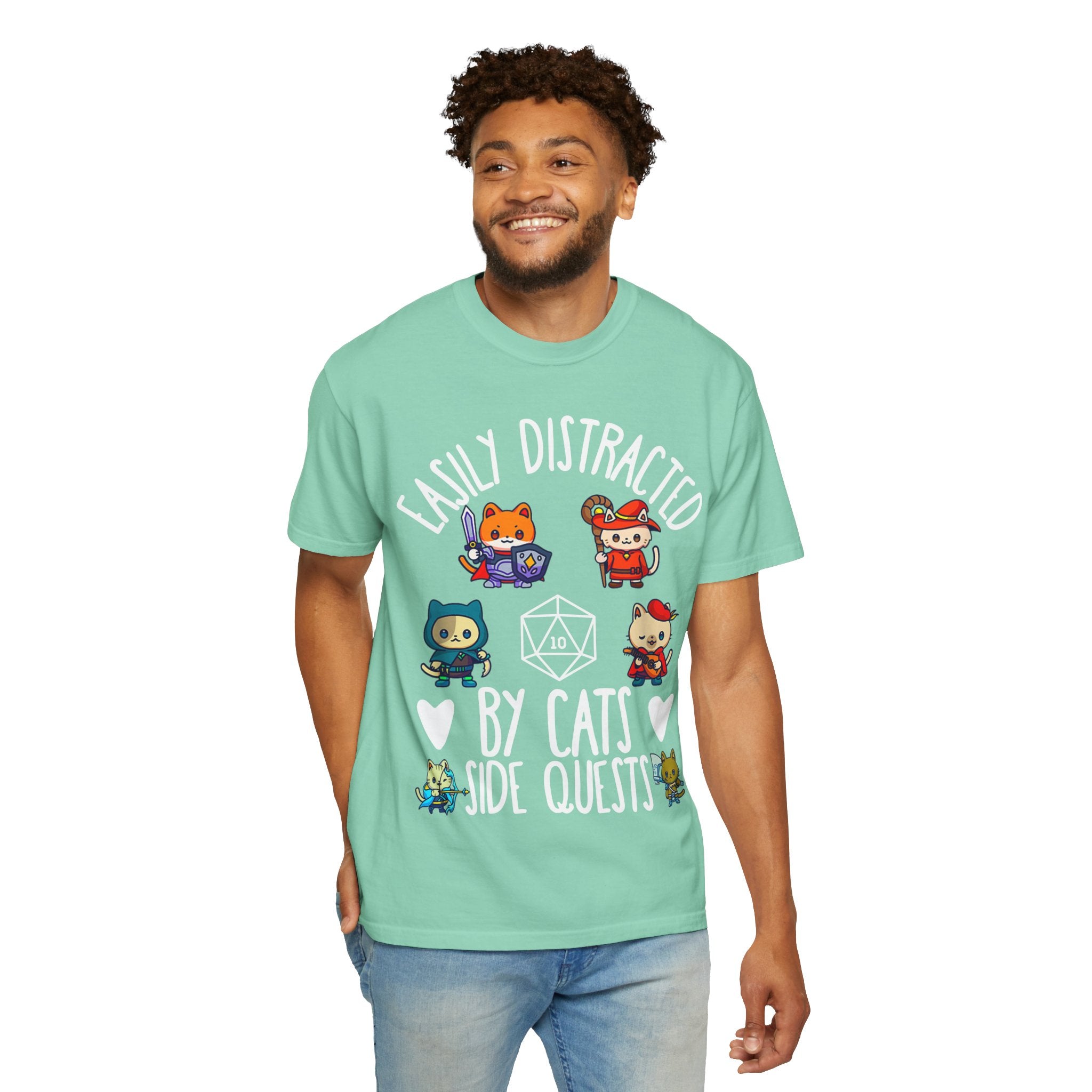 Easily Distracted by Cats and Side Quests T-shirt